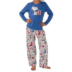 Nite Nite Munki Munki Kid's Tee and Pant Jersey PJ Set Snoopy Holiday Size 6